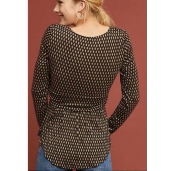NWOT Anthropologie Meadow Rue Joselyn Diamond Tie Front Blouse - Picture 3 of 9